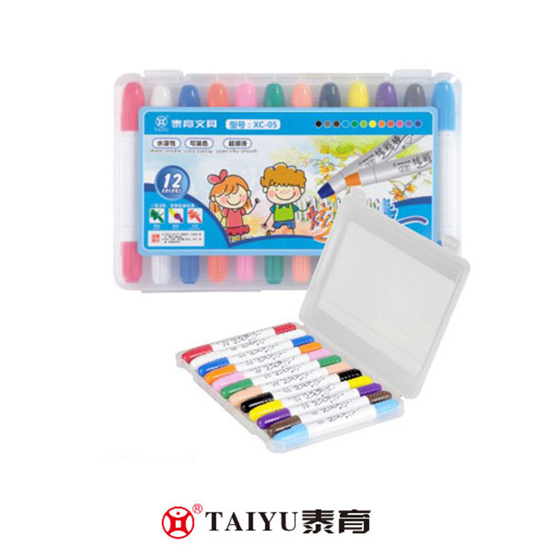 นักเรียนใช้ดินสอสี 12 สีในกล่อง PP และง่ายต่อการเก็บและพกพา Crayon-XC 05