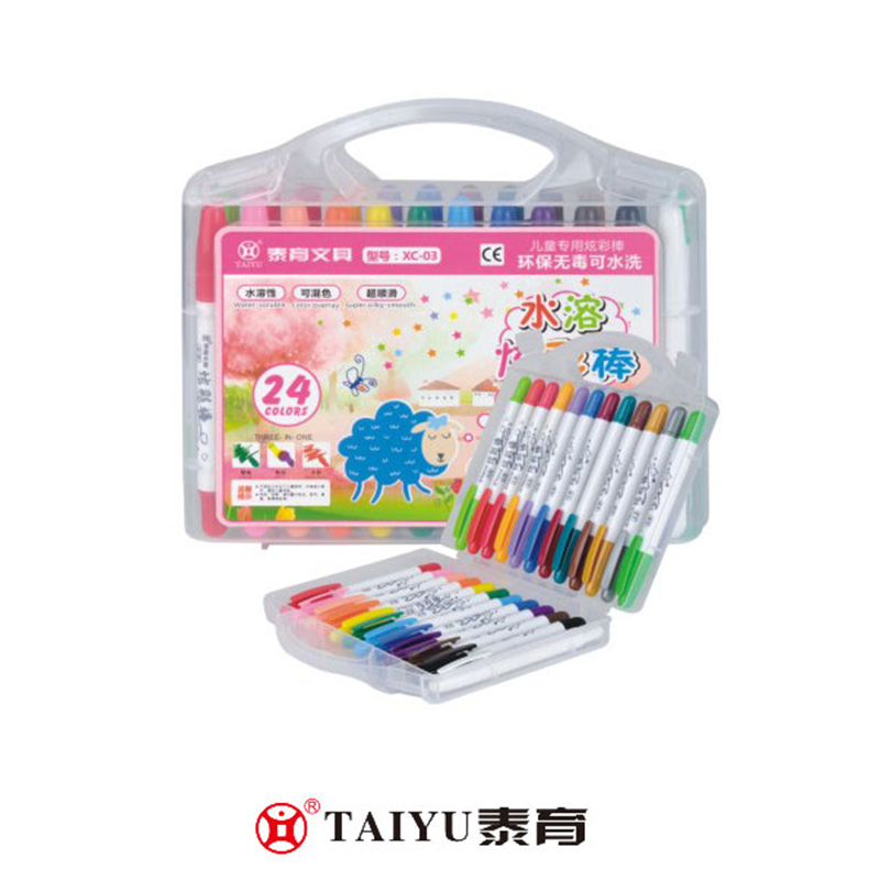 นักเรียนใช้ดินสอสี 24 สีในกล่อง Pp วาดภาพเรียบพร้อมที่ใส่ปากกา Crayon-XC 03