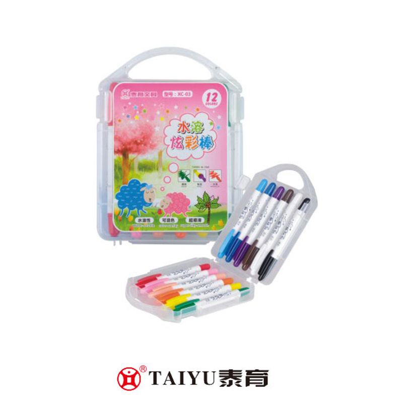 นักเรียนใช้ดินสอสี 12 สีในกล่อง PP Smooth Costomized Color Crayon-XC 03